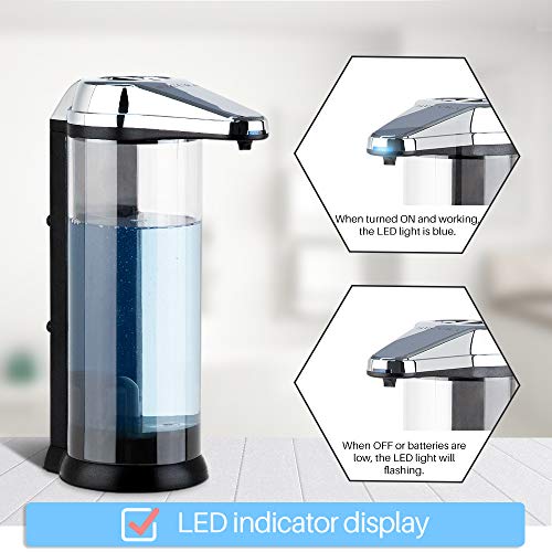 Secura 17oz / 500ml Premium Touchless Battery Operated Electric Automatic Soap Dispenser w/Adjustable Soap Dispensing Volume Control Dial (Chrome)