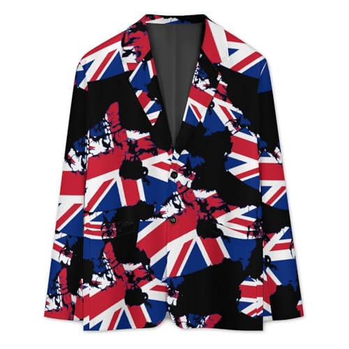 Flag Map of Canada United Kingdom Casual Men's Blazers Two Button Lapel Suits Jacket Lightweight Sport Coats3
