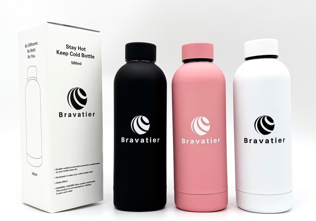 Stainless Steel Water Bottle, 500ml/17oz, Double Wall, Vacuum Insulated for Hot & Cold Drinks, Premium UV Print, Sports, Office, Outdoor, and Travel