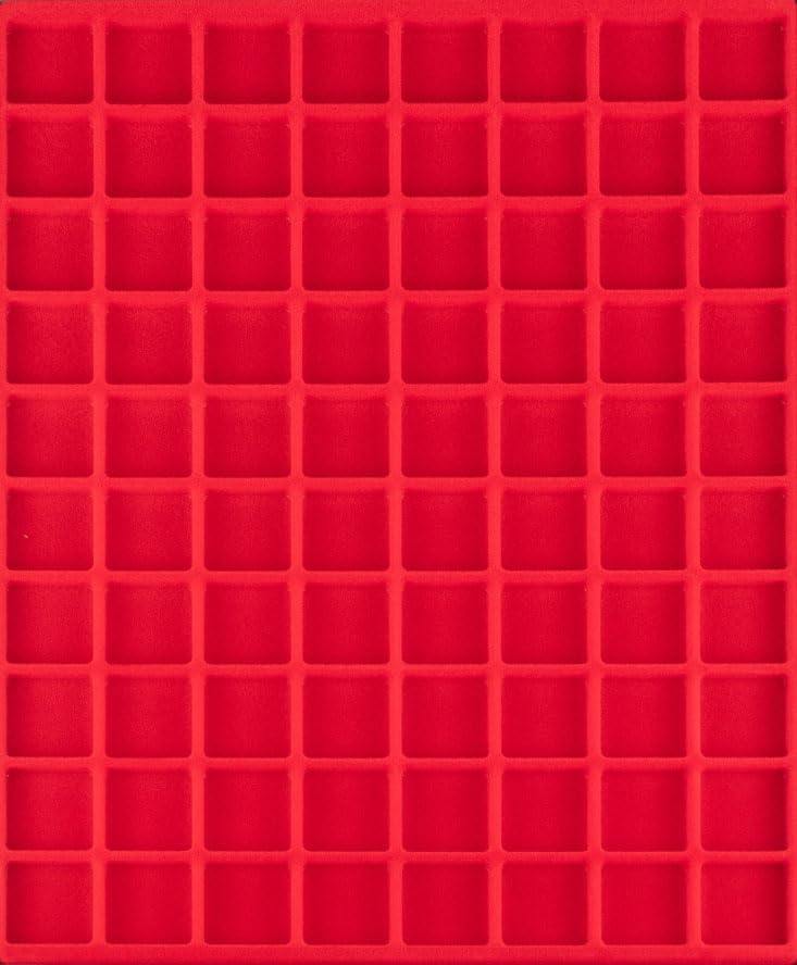Prophila Collection red velour insole for coin box 80 angular compartments for coins up to 24 mm (3rd Empire)