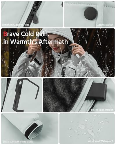 Wulcea Women Graphene Heated Jacket Electric Warming Coat Winter Travel Gear Must Haves Road Trip Essentials Snow Shoveling Accessories Motorcycle Stuff Skating Gadgets Camping Fishing Hunting Hiking Tools thumb #4