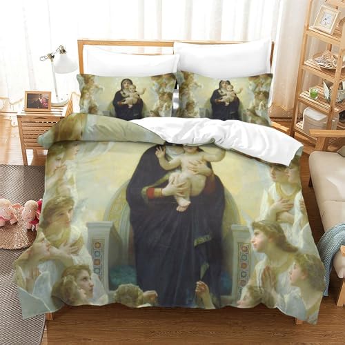 Funda nórdica de ángel 3D de 200x200 cm con dos fundas de almohada para cama doble de microfibra 3