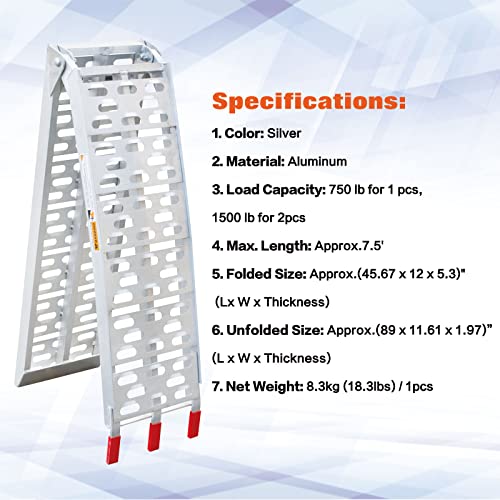 Rampas de carga plegables de aluminio para camiones 7.5 ft miniatura 3