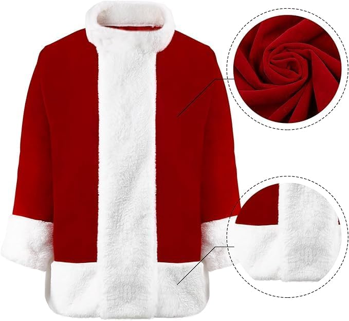 Semana Men's Christmas Green Santa Costume: 8-Piece Deluxe Furry Adult Suit, Funny Xmas Holiday Outfit with Mask - Image 2