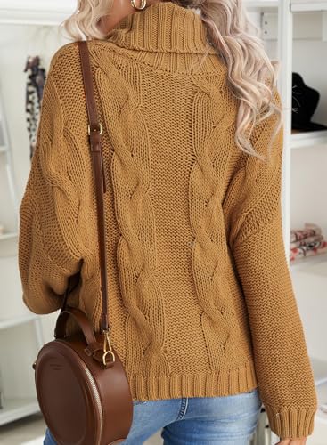 Image of Dokotoo Womens 2026 Winter Fall Solid Turtleneck High Neck Balloon Long Sleeve Sweaters Pullover Outerwear