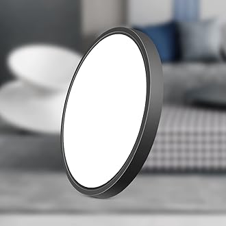 inShareplus 7inch LED Ceiling Light Fixture, Black 12W(120W Equiv) 5000K Daylight White Flush Mount Ceiling Lights, Super Bright, Ultra-Thin, 1500LM Ceiling Lamp for Bedroom, Kitchen, Office, Hallway [Energy Class F]