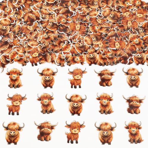 Confettis vache des Highlands pour table d'anniversaire garçon et décoration de baby shower