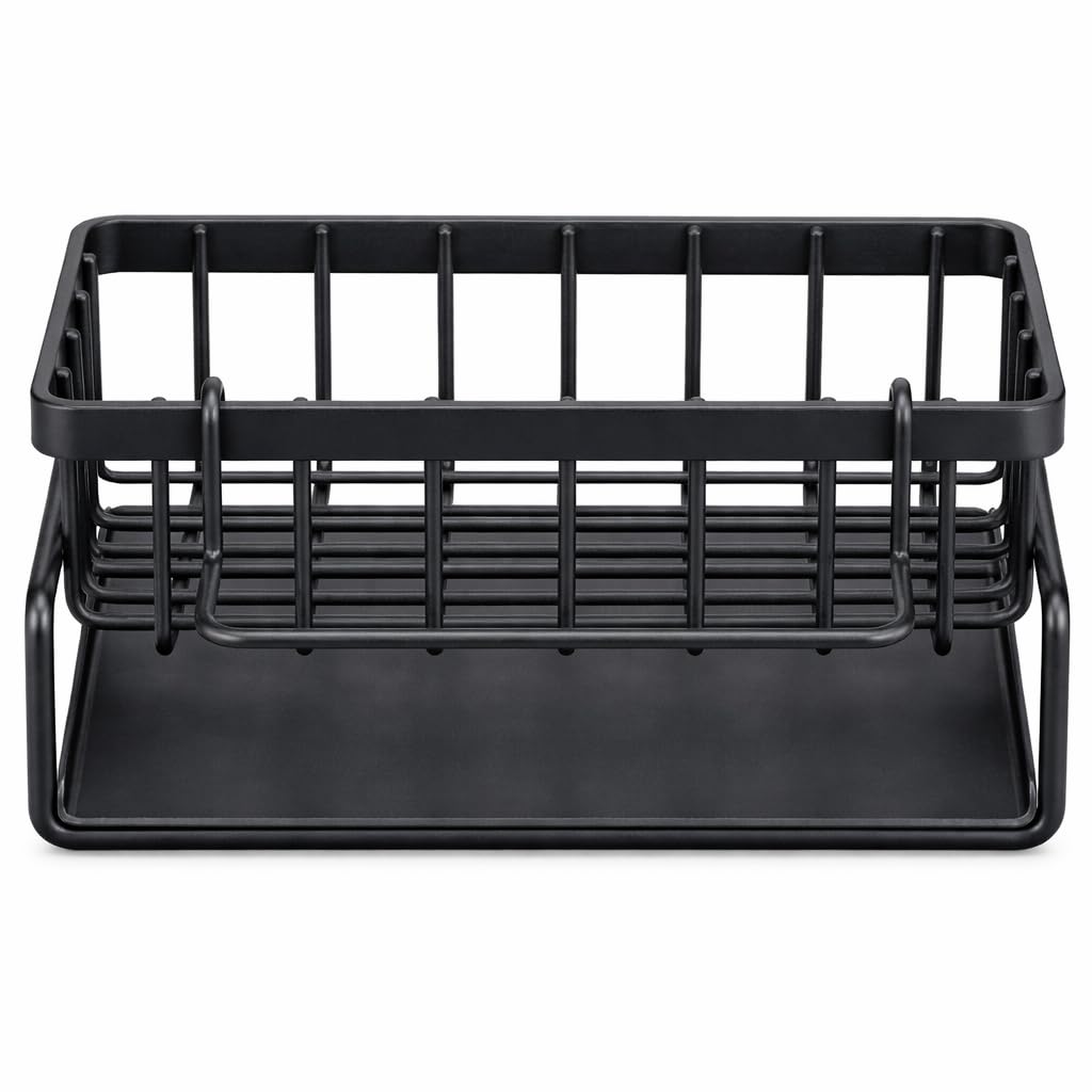 Stainless Steel Kitchen Sink Organizer Rack | Rustproof Sponge Holder with Auto-Drain Tray, Soap & Brush Storage Caddy, Towel Bar | Multipurpose Over-Sink Dishwashing Organizer for Home & Kitchen-image-32