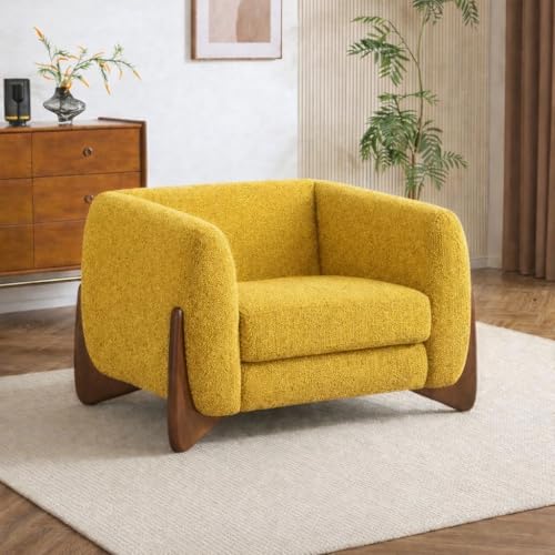 Image of Modern Classic 5 Seater Sofa Couch Fabric & Valvet Tufted Chesterfield Sofa Set Living Room and Office (Boucle Yellow 3+1+1) | Premium Material, Easy Maintenance, Spacious Seating