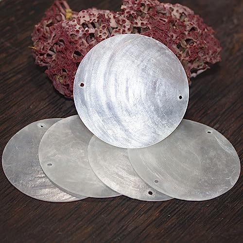 UtySty 20 Pack Natural Capiz Shell 2'' Round Plate with Holes Seashell Charms Replacement for Chandelier Celling Pendant Light Lamp Hanging Wind Chime DIY Repair Chimes Jewelry Ornament Craft Parts - Image 7