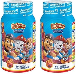 L’il Critters Paw Patrol Gummy Vites Daily Gummy Multivitamin for Kids, Vitamin C, D3 for Immune Support Cherry, Orange and Blueberry Flavors, 60 Gummies (Pack of 2)