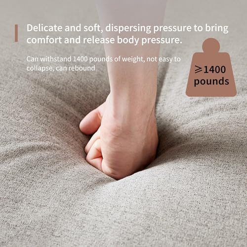 Modern 4-Seater Upholstered Fabric Sofa for Living Room –111.81 inch Comfortable Timecloud Couch with Wood Frame and Metal Legs, Easy Assembly, Ideal for Office, or Living Room, Gray - Image 5