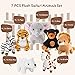 7 Pieces Plush Safari Animals 4.72 Inches Jungle Stuffed Animal Set Includes Giraffe Tiger Lion Bear Elephant Zebra for Zoo Themed Parties Teacher Student Achievement Award