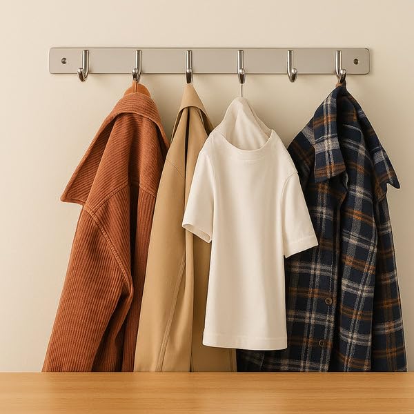 Reefiq Stainless Steel Wall Mounted Coat Rack – 6 Hooks |Hanger for Wall – 32x3 cm | 1 Pc 3