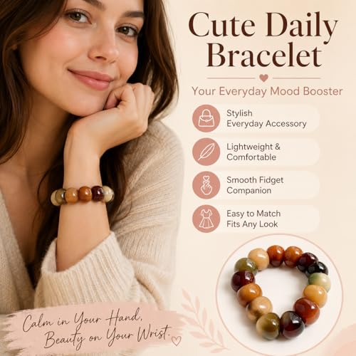 Image of Fidget Bracelet for Women Natural Bodhi Seeds Beaded Anxiety Stress Bracelets Zen Fidget Stretch Bracelets Alleviate Protection Healing Bodhi Jewelry Gifts for Women Men