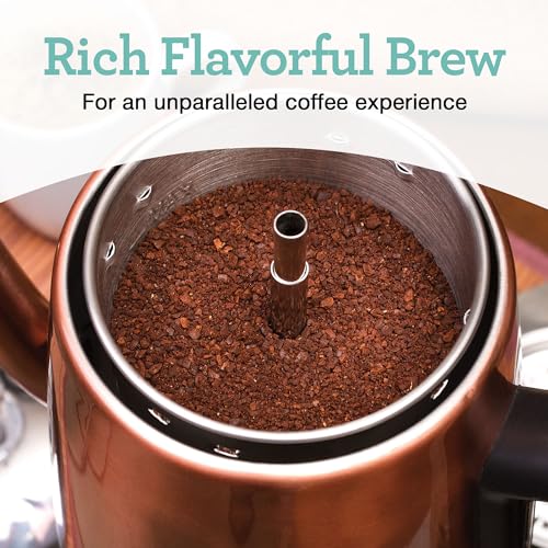 Euro Cuisine PER08 Electric Percolator Coffee Pot - 8 Cup Stainless Steel Coffee Pot Maker for Rich Brews, Coffee Percolator with Copper Finish (8 Cup) - Thumbnail 4
