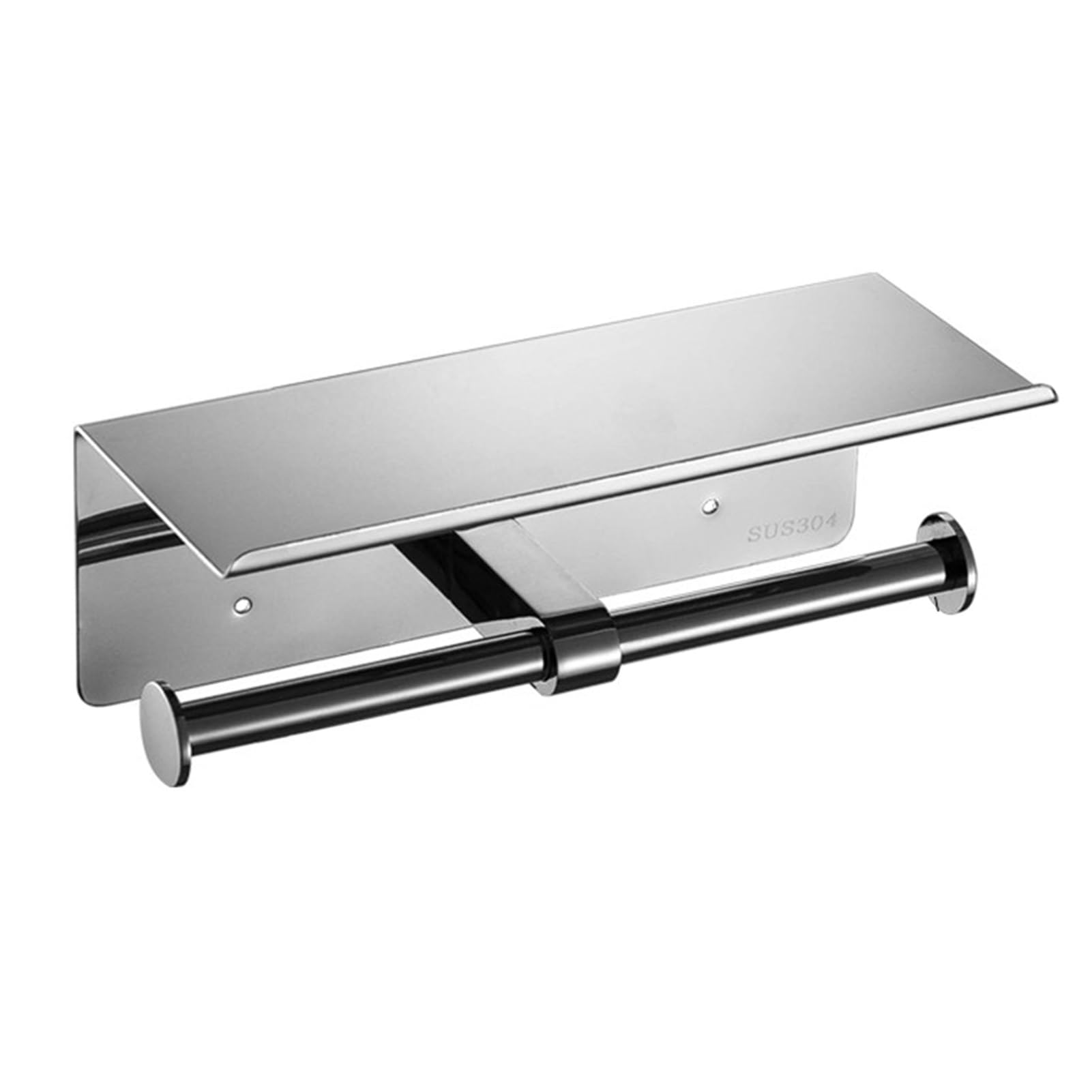 Tissue-Holder for Bathroom, Stainless Steel Toilet Paper Holder Shelf Wall Mount 2 Roll Tissue Dispenser for Bathroom