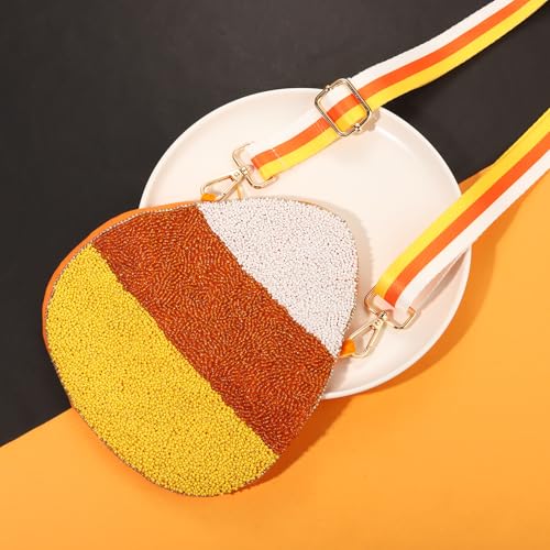 Halloween Purse for Women Beaded Pumpkin Boo Ghost Candy Corn Crossbody Shoulder Bag Halloween Costume Bag Outfits4