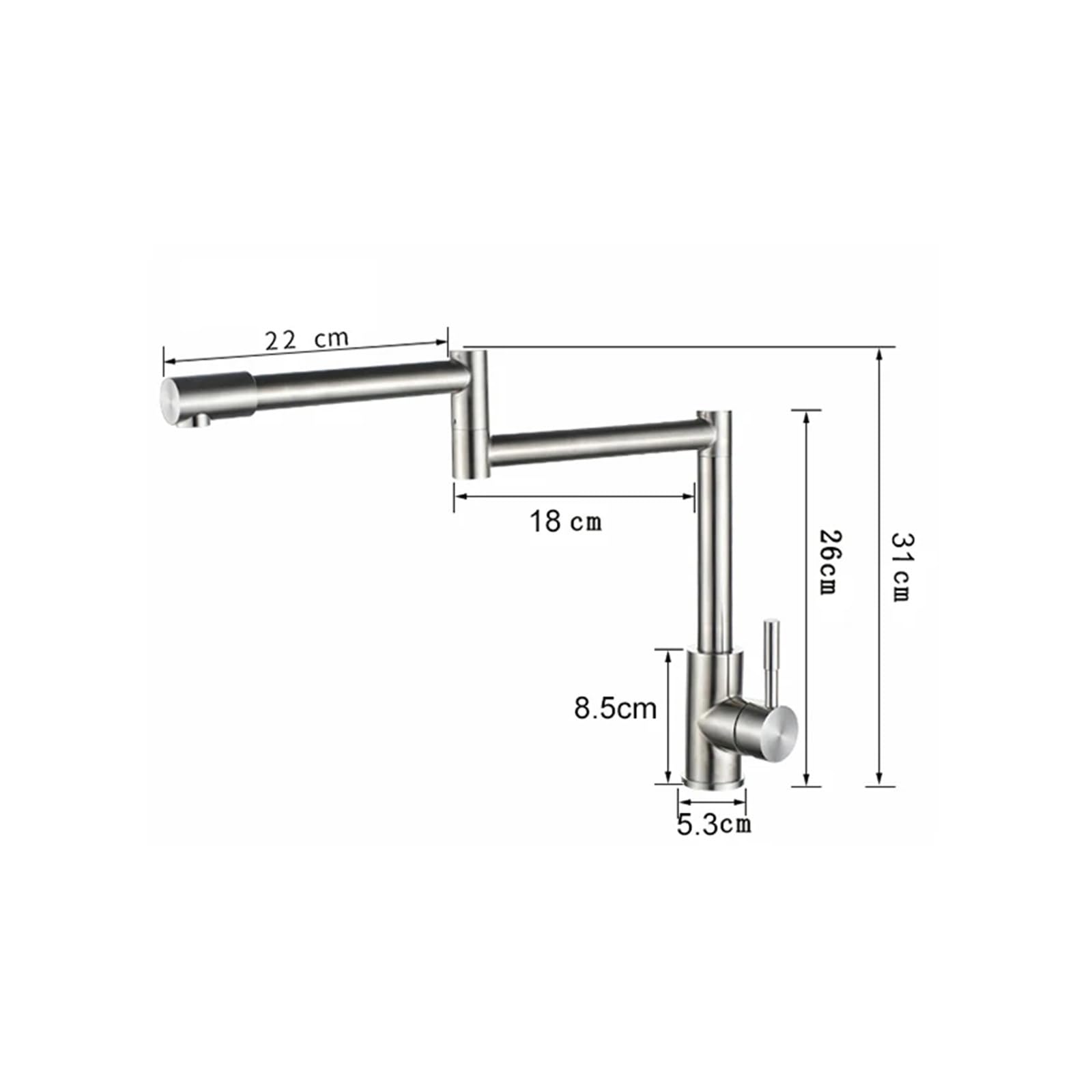 Grifos mezcladores para Fregadero Grifo de Cocina Plegable Acero Inoxidable 304 Mezclador Monomando Giratorio 360 Grados Lavabo renovación DIY