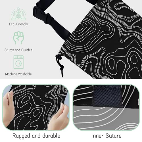 Image of Vintage Heights Lines Map Car Garbage Bag,Waterproof Small Car Trash Bag Hanging Back of Seat,Drawstring Hanging Car Trash Bag with Adjustable Buckle for Car Accessories