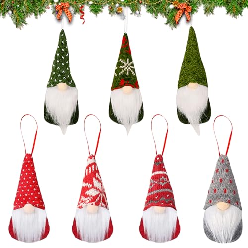JSTHHTT 7 peças gnomos natalícios pendentes bonecos, gunomos de Natal, ornamentos de Natal de Gnomo, para decoração de Natal, para Natal de crianças (verde)