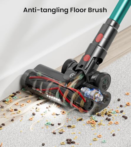 Image of CHEBIO Cordless Vacuum Cleaner, 550W /45Kpa Vacuum Cleaners for Home with LED Display, Anti-Tangle Cordless Stick Vacuum with 65Min, Lightweight Wireless Vacuum (Black)