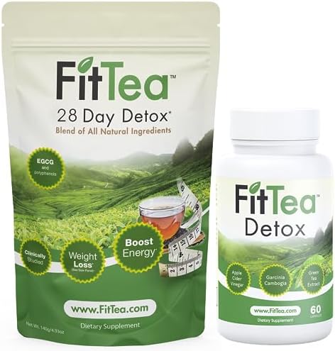 FitTea Detox Bundle – 28 Day Detox Tea and Green Tea Extract Capsules for Weight Loss and Belly Fat – Fat Burner & Weight Loss Products for Women & Men with Garcinia Cambogia and EGCG FitTea Detox Bundle – 28 Day Detox Tea and Green Tea Extract Capsules for Weight Loss and Belly Fat – Fat Burner & Weight Loss Products for Women & Men with Garcinia Cambogia and EGCG