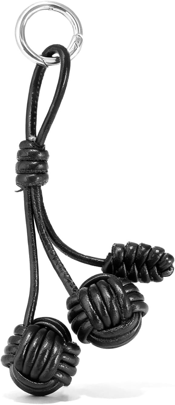 Black Bag Charm Leather Purse Charms for Handbags Braided PU Leather Rope Knot Keychain Women's Keyrings & Keychains