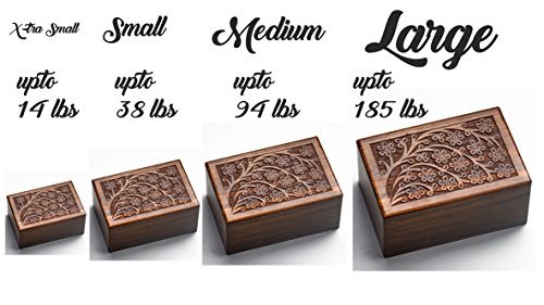 Sic Wooden Urn Box For Ashes Adult Male/Female, Handmade Engraved Decorative Memorial Keepsake, Rosewood Tree Of Life Memory For Humans, Dogs, Cats And Other Pets Ashes - M Size: 7.5 X 5.5 X 3.75 In. #TOP4