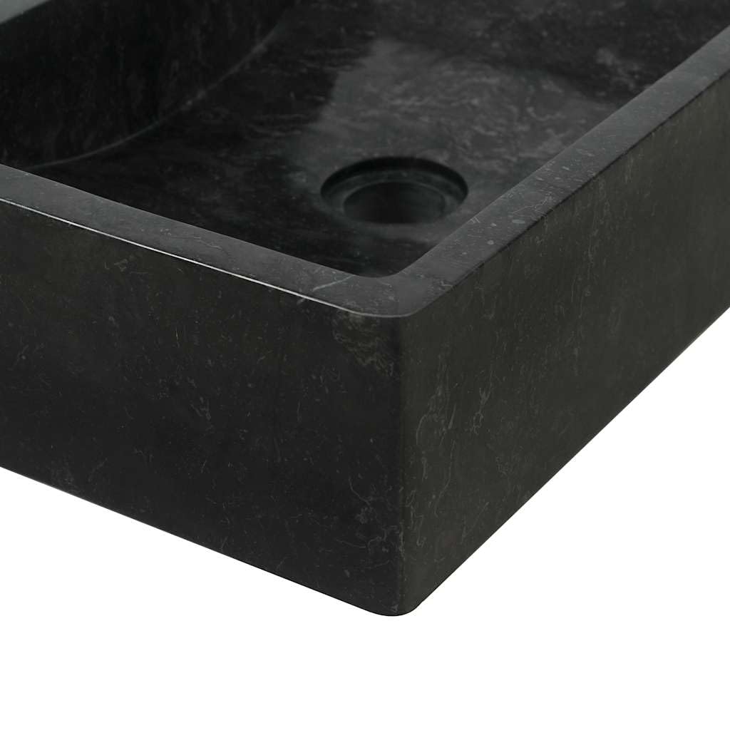 vidaXL Waschbecken 45x30x12cm Marmor Waschschale Waschtisch Aufsatzwaschbecken Waschplatz Handwaschbecken Becken Bad Aufsatzbecken Hochglanz-Schwarz