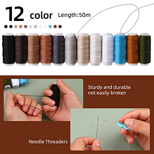 Leather Pony And Leather Sewing Kit, Table Lacing Desktop Pony Horse Clamp With Leather Sewing Needles And Leather Prong Punch For Diy Hand Stitching Leathercraft Repair Tools #TOP4