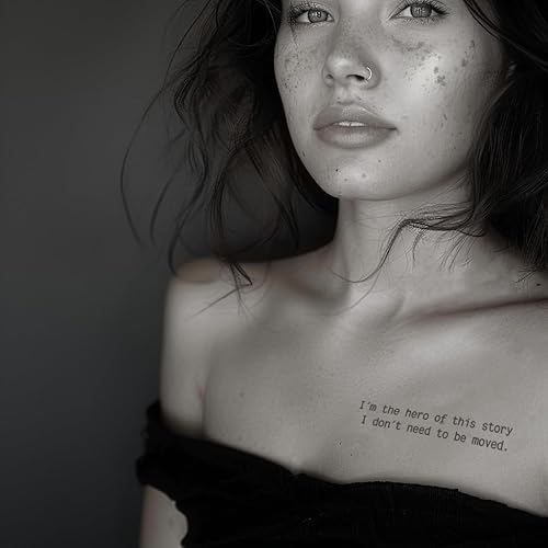 Miniatura 7 de Everjoy - Tatuajes temporales pequeños realistas 60 piezas impermeables citas palabras líneas flores hojas obras de arte para niños adultos mujeres