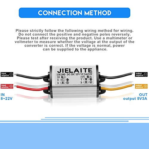 Image of 2 Pieces 12v to 5v Volt Converter Waterproof Dc to Dc Buck Converter Accept 8v - 22v Inputs Voltage Regulators 3a 15w Volt Module for Car Truck Boat Solar System