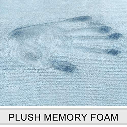 Feelso Memory Foam Bath Mat Set, 3 Piece Bathroom Rugs Non Slip And Absorbent Mats, 20X31 Inches Floor Mat, 20X22 Inches U-Shaped Contour Rug And Toilet Lid Cover For Bath Room, Light Blue #TOP3