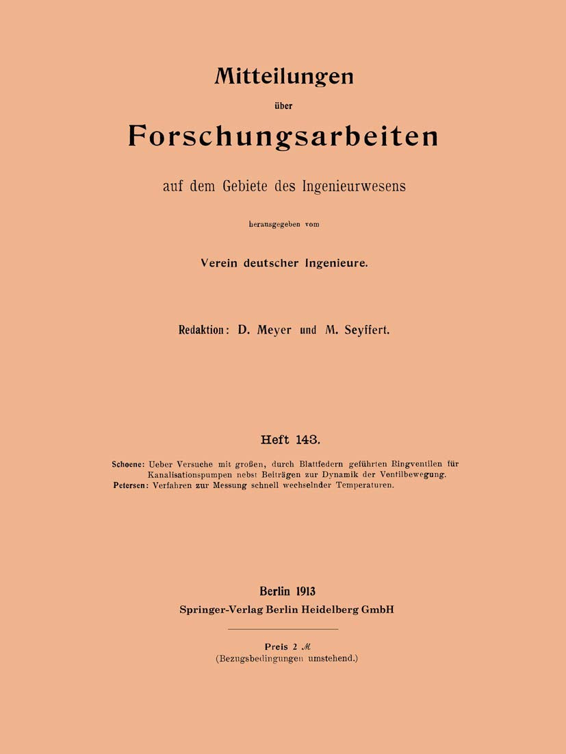 Mitteilungen Uber Forschungsarbeiten Auf Dem Gebiete Des Ingenieurwesens (German Edition)