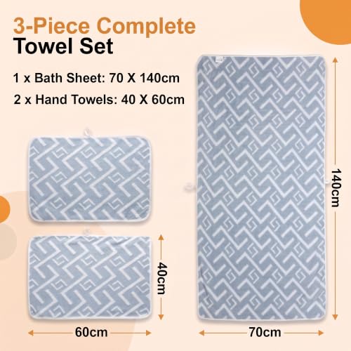 Image of Story@Home K-Cloud Luxury Bath Towel Set for Gifting, Microfiber Towels, 500 GSM, Ultra Soft, Quick Dry, 3X More Absorbent Than Cotton Towels, 1 Bath Towel & 2 Hand Towels, Gift Box, Set of 3-Ice Blue