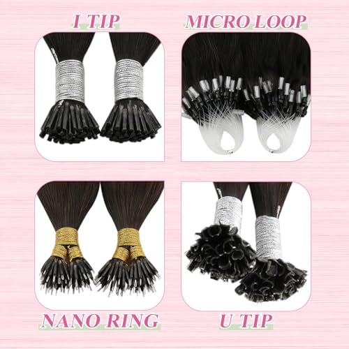 Image of YoungSee U Tip Hair Extensions Darkest Brown Balayage 18IN Utip Hair Extensions Human Hair Ombre Darkest Brown with Medium Browns Fusion Hair Extension K Tips Hair Extension Real Human Hair 50G 50s