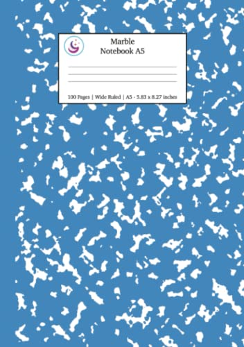 Marble Notebook A5: Blue Marble Wide Ruled Journal (A5 Lined Notebooks) image 3