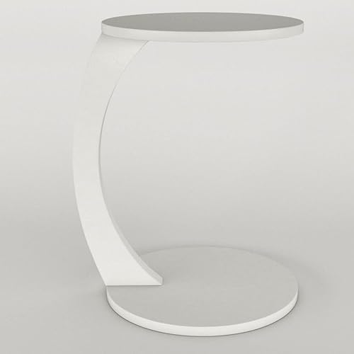 Miniatura 4 de Mesa auxiliar en forma de C para sofá en lugares pequeños, mesa auxiliar redonda ahorradora de espacio para sofá y mesita de noche con rueda,