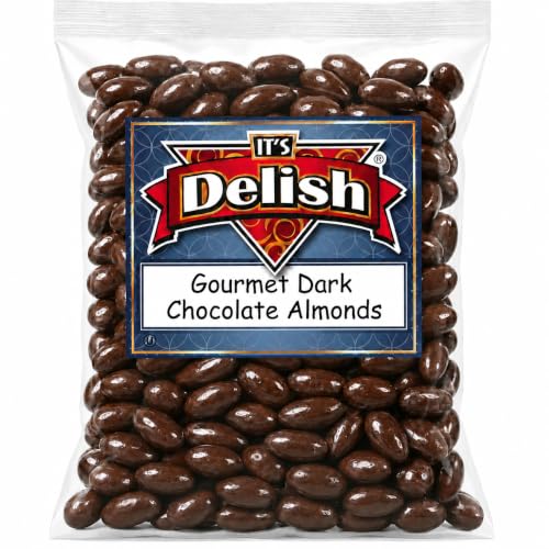 Gourmet Dark Chocolate Covered Almonds by Its Delish, 5 Lbs Bulk Bag | Almond Nuts Dipped Chocolates...