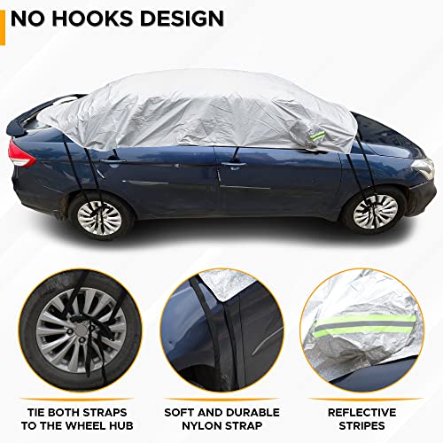 Image of EcoNour Car Windshield Snow and Frost Cover | Water-Resistant, Windproof, Dustproof | All Weather Car Front Cover | Ideal Half Exterior Sunroof Cover Protects Your Windshield and Roof (Sedan 3XL)