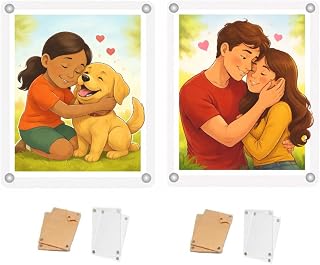 Giftsyee Acrylic Magnetic Photo Frame (Pack of 2) Double-Sided Display (2.75 x 3.75 Inches) Clear Picture Frame Personaliz... Price In India