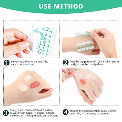 MAYCREATE® 100Pcs Hand Palette for Makeup PU Film Makeup Palette Artist Must Haves Waterproof Transparent Adhesive Makeup Mixing Tape for Foundataion Blending (2.4''x2.4",... - Image 3
