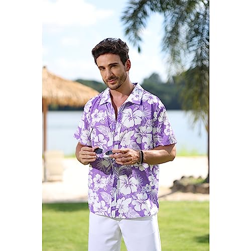 Men's Novelty Hawaiian Floral Shirt Summer Casual Button Down Tropical Holiday Beach Shirts4