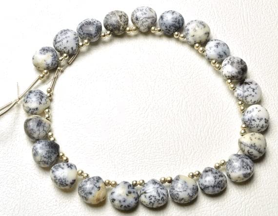 Perles coeur en opale dendritique naturelle pour fabriquer un cadeau unique