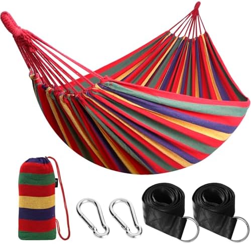 ANYOO Cotton Hammock Comfortable Fabric with Tree-friendly Straps