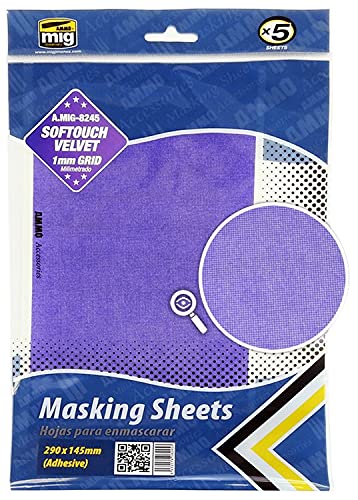 AMMO by Mig Sprue Brothers Softouch Velvet Masking Sheets with 1mm Grid (290 x 145mm) 5 Sheets, AMM8245