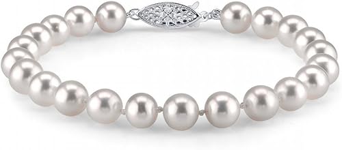THE PEARL SOURCE Pulsera de perlas blancas de agua dulce para mujer pulsera de perlas cultivadas en plata de ley 925 con perlas cultivadas THE PEARL SOURCE Pulsera de perlas blancas de agua dulce para mujer pulsera de perlas cultivadas en plata de ley 925 con perlas cultivadas