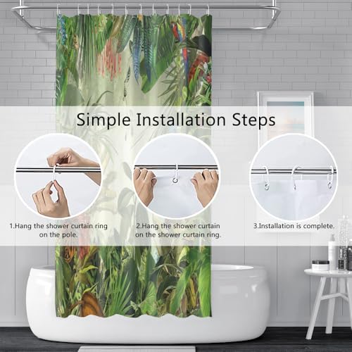 Rideau de douche tissu 180x200cm de qualité supérieure motif palmier vert
