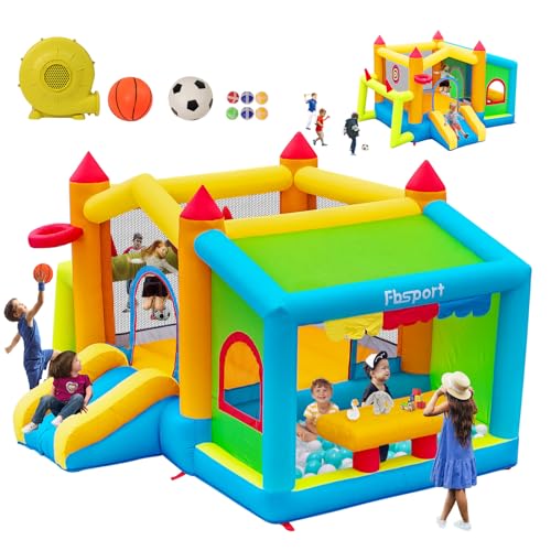 hüpfburg Outdoor mit gebläse hüpfburg Indoor, hüpfburgen Kinder Bounce Castle mit Spielzeug Marktstand Fußball Schießen